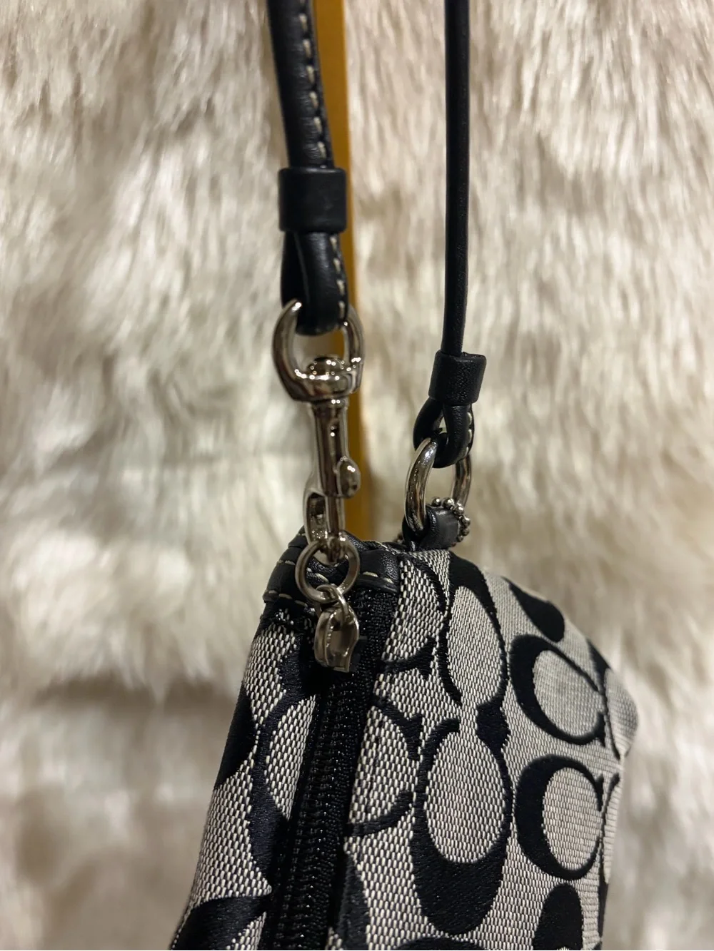Coach Signature Jacquard Turnlock Flap Wristlet